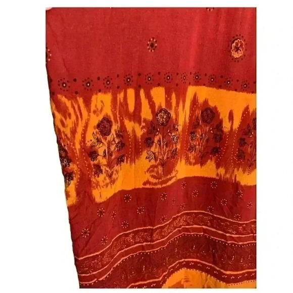 ❄️3/$15❄️ R&K Maxi Dress Sz 18W Red Boho Sleeveless Bamboo Buttons Smocked - Picture 5 of 7